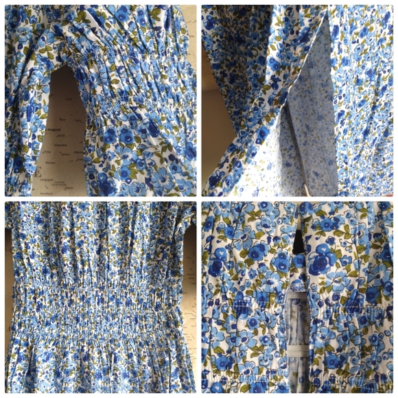 NEW Midi Smock Dress in Blue Ditsy Floral, Size US 4 (UK 8) - Picture 4 of 5